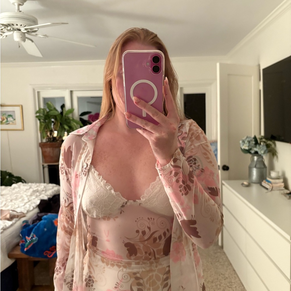 Princess Polly Pink and Cream Tank Top